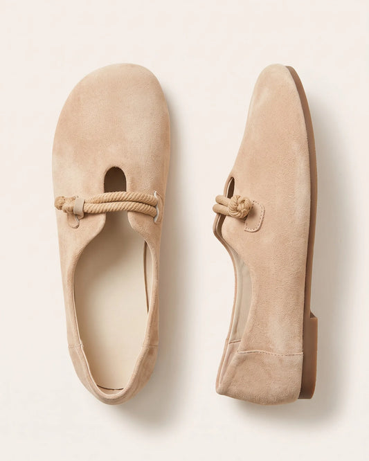 Josephine Knotted Strap Suede Flats — front clean