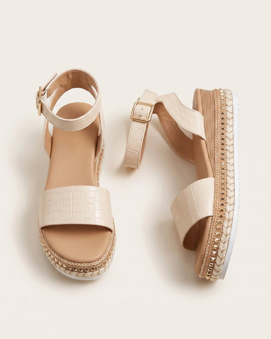Nell Platform Ankle Strap Sandals — front clean
