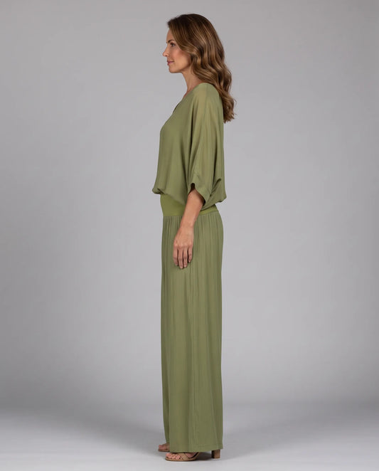 Adeline Draped Wide-Leg Two Piece Set — side profile