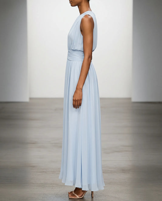 Sidonie Pleated Wedding Maxi Dress — side profile