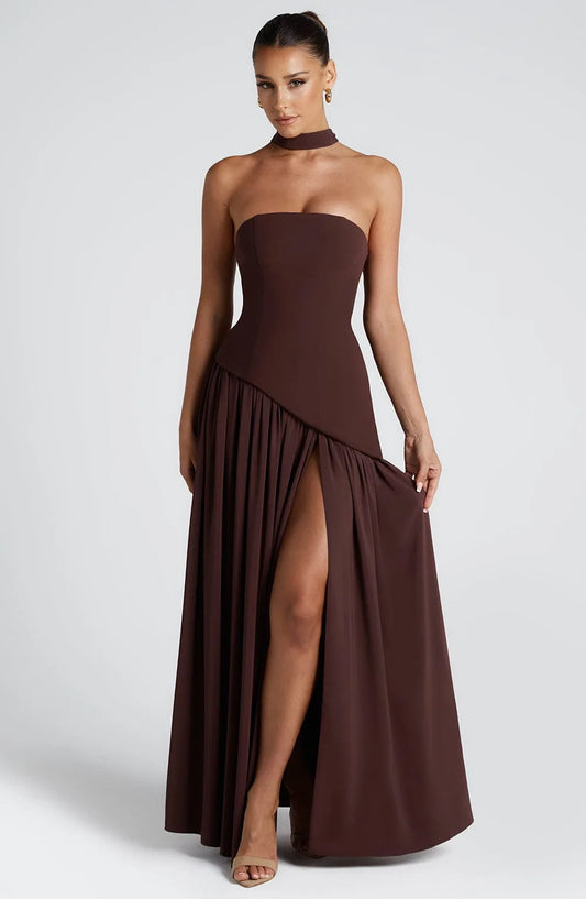 Margaux Strapless Corset Maxi Dress — full length