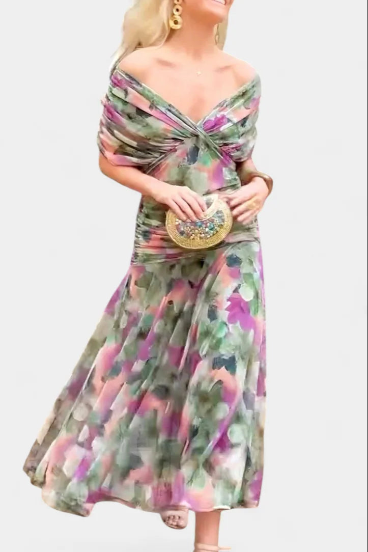 Vibeke Off Shoulder Floral Maxi Dress — front angle