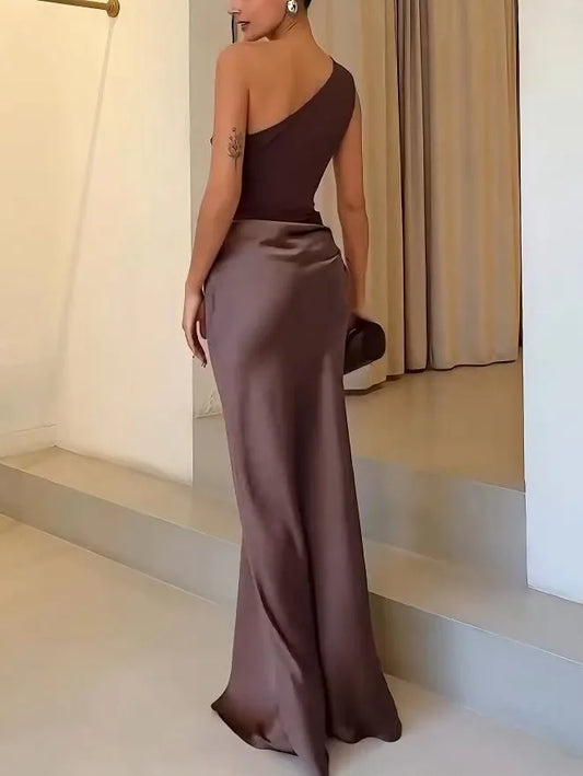 Clotilde One Shoulder Maxi Dress — back