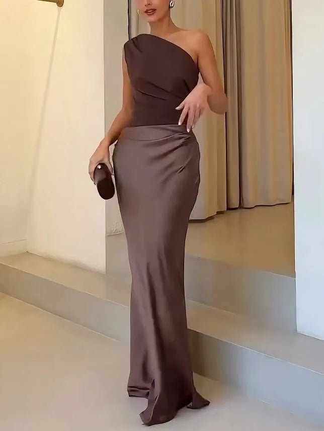 Clotilde One Shoulder Maxi Dress — full length