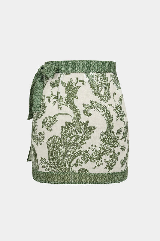 Sunniva Floral Print Asymmetrical Skirt – Green Floral – back
