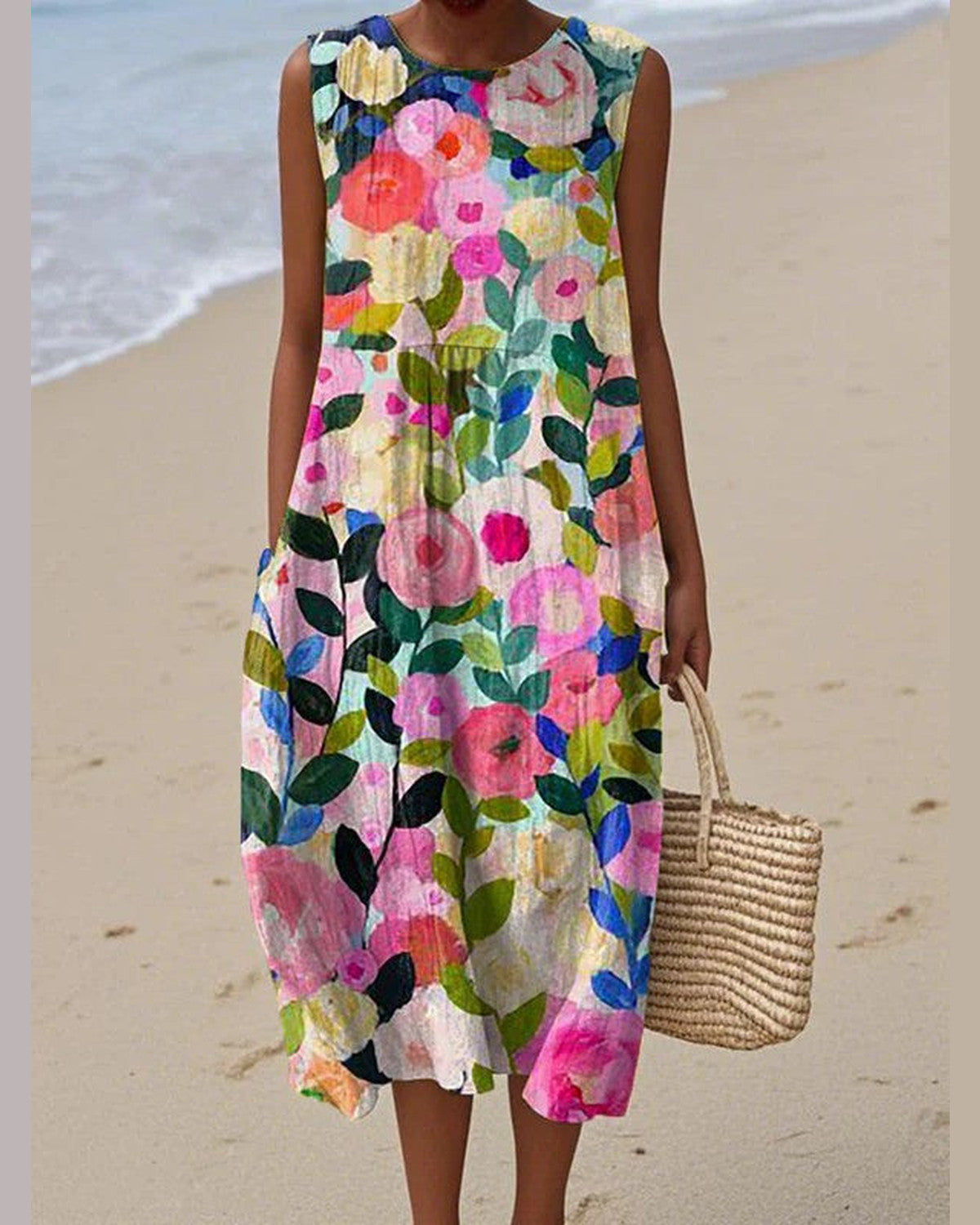 Ailionnora Floral Midi Dress for Women - Summer Dress - Multicolour