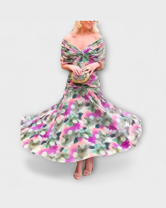 Clara V-Neck Floral Print Maxi Dress for Women - Summer Dress - Multicolour