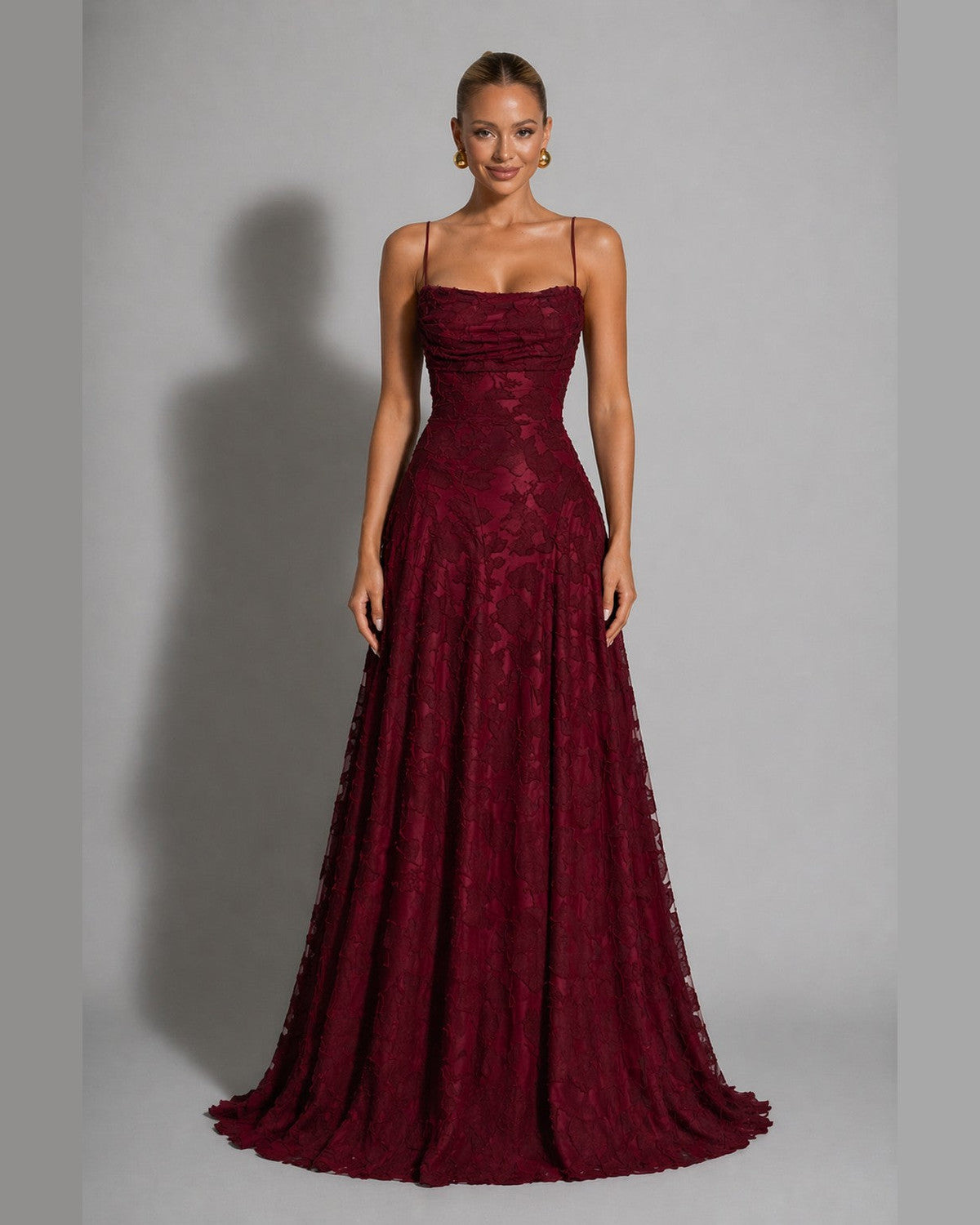 Edith Lace Strappy Maxi Dress for Women - Wedding Gowns Evening Summer Dress - Red