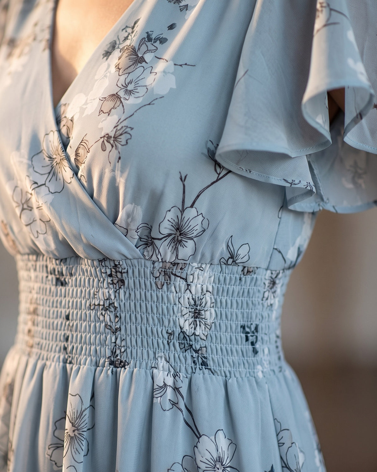 Elowen dress smocked waistband detail