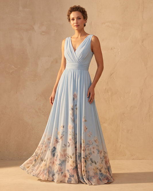 Ines floor-length maxi dress with floral border