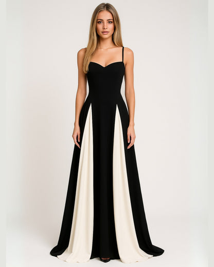 Jasmine Wedding Guest Maxi Dress for Women - Formal Summer Dress - Black & Ivory