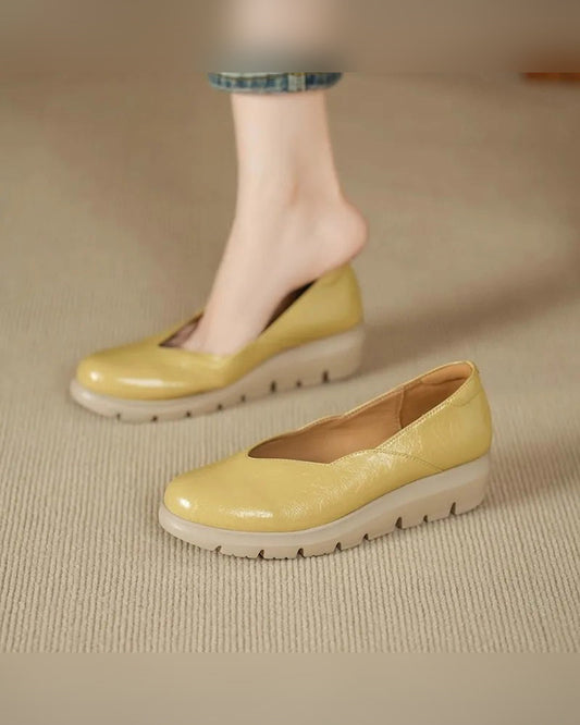 Marie Orthopaedic Wedge Flats for Women - Cushioned Slip-On Summer Flats - Yellow