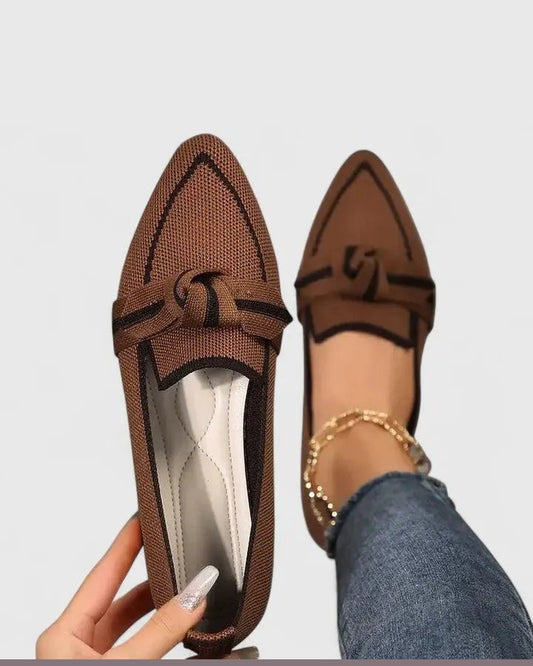 Meredith Orthopaedic Arch-Support Flats for Women - Knotted Slip-On Comfort Summer Flats - Brown