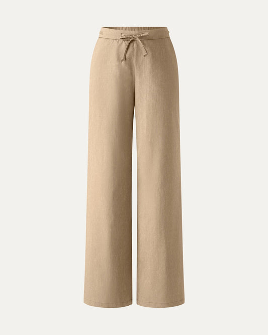 Nora Drawstring Pocket Wide Leg Pants for Women - Summer Pants - Khaki