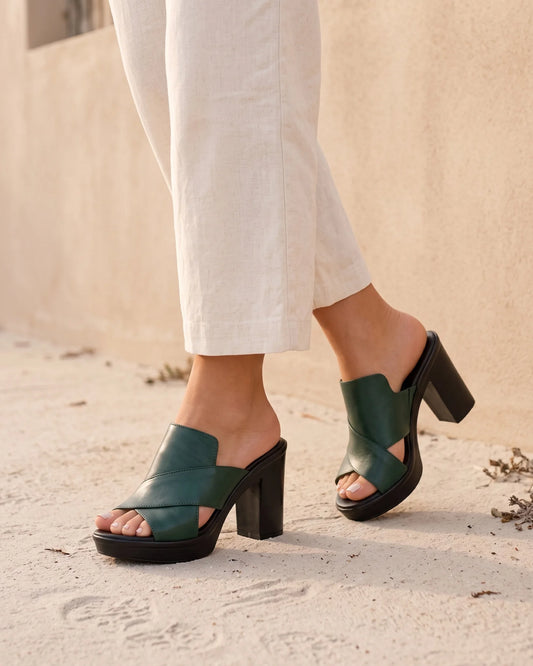 Annabelle Crossover Strap Block Heel Sandals — front