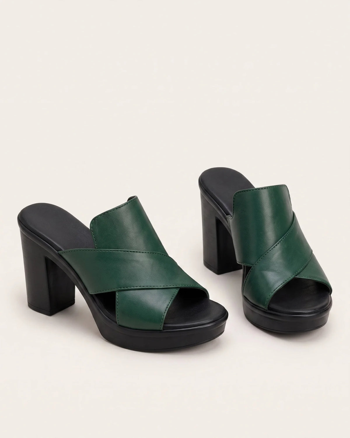 Annabelle Crossover Strap Block Heel Sandals — front clean