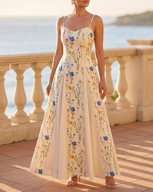 Arabella Floral Watercolour Maxi Dress — front