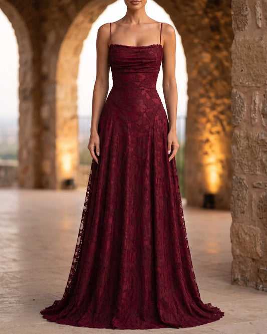 Edith Lace Strappy Maxi Dress — front