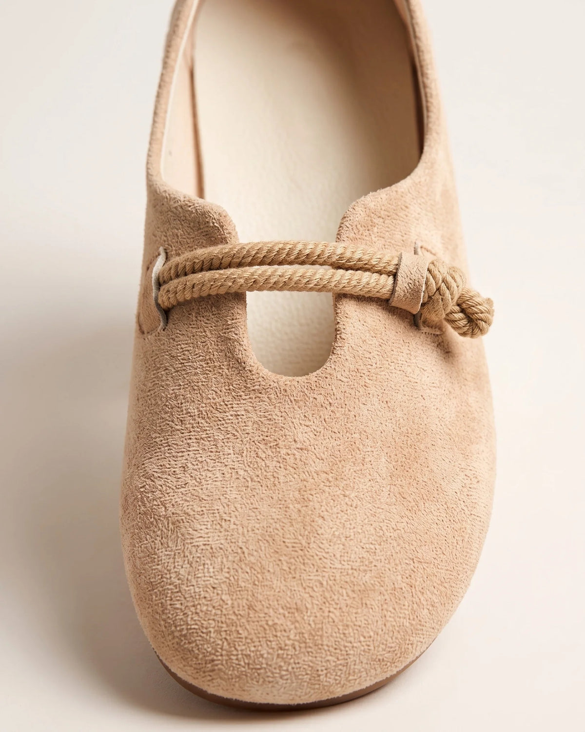 Josephine Knotted Strap Suede Flats — detail
