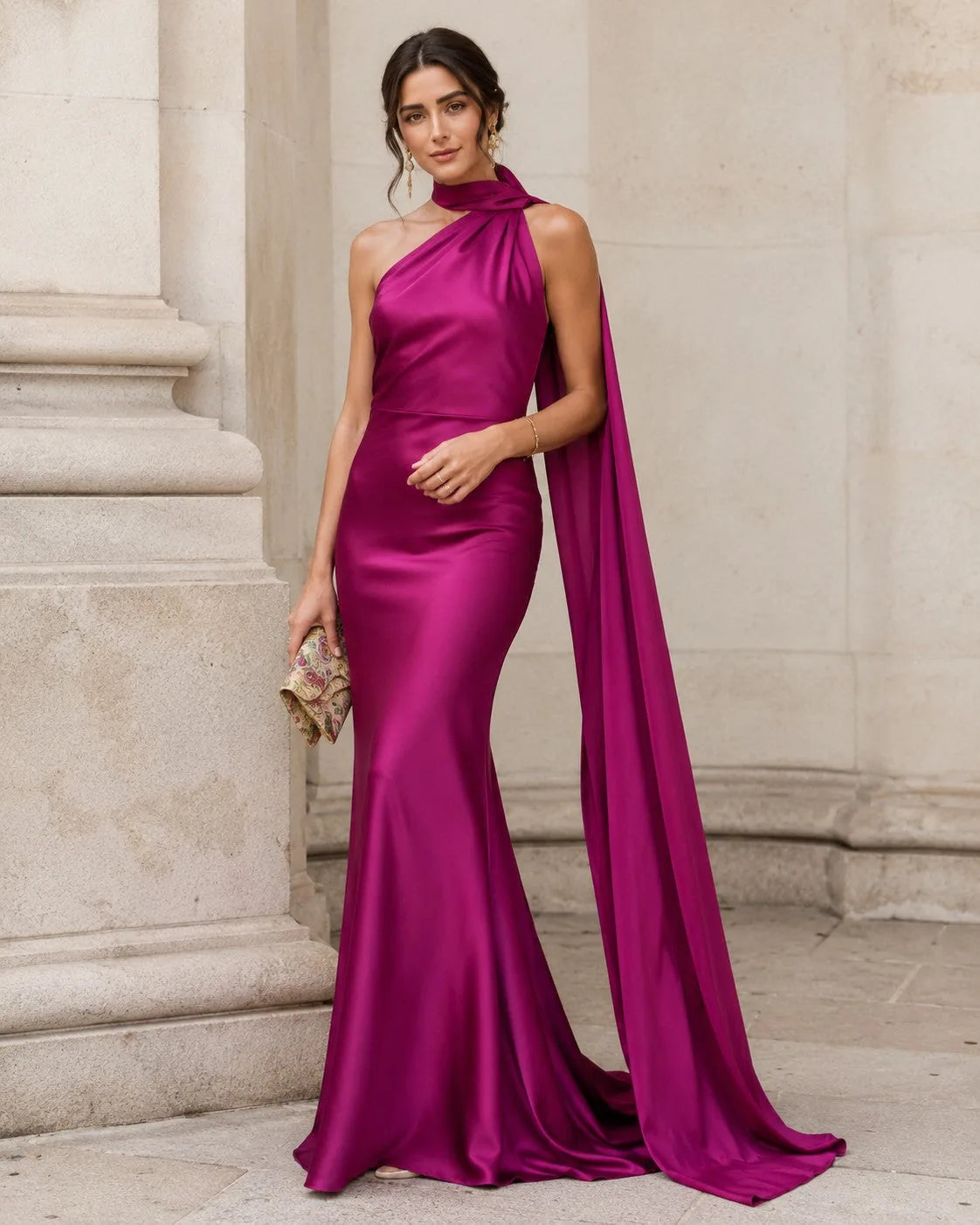 Marceline Maxi Dress for Women - Draped One-Shoulder Summer Dress - Purple