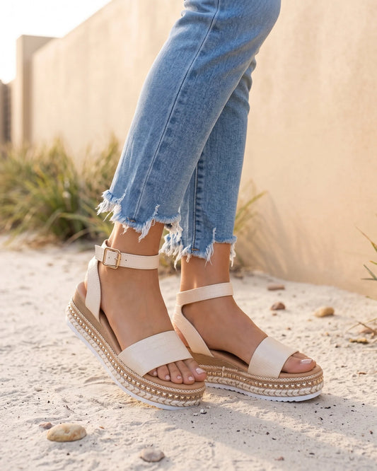 Nell Platform Ankle Strap Sandals — front