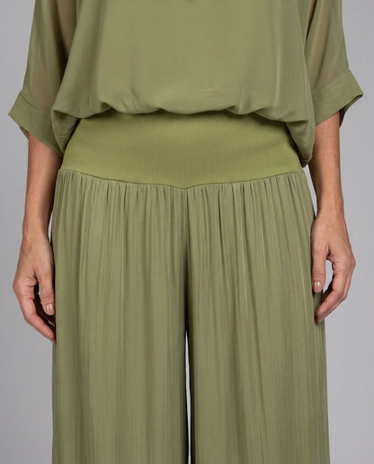 Adeline Draped Wide-Leg Two Piece Set — smocked waistband detail