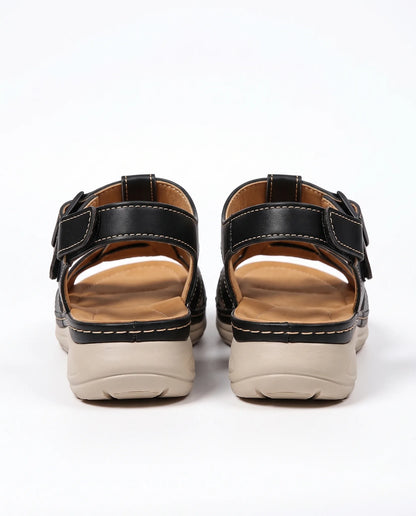 Adrienne Cut-Out Sandals — heel and ankle strap