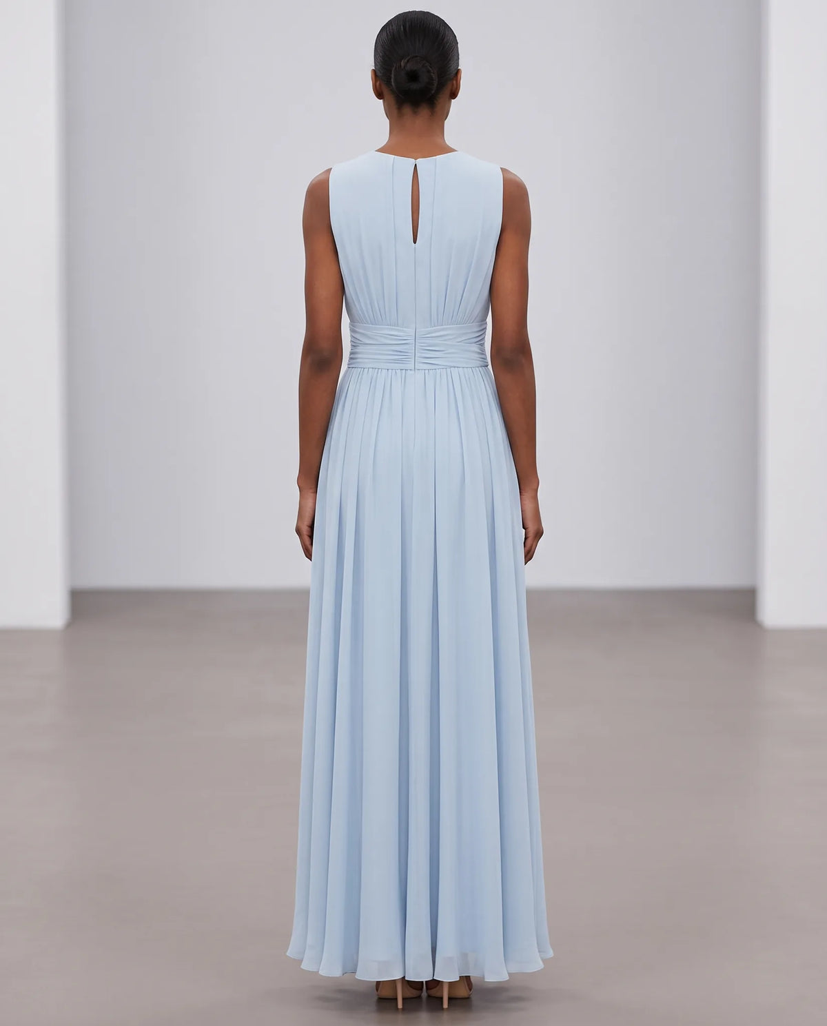 Sidonie Pleated Wedding Maxi Dress — back view
