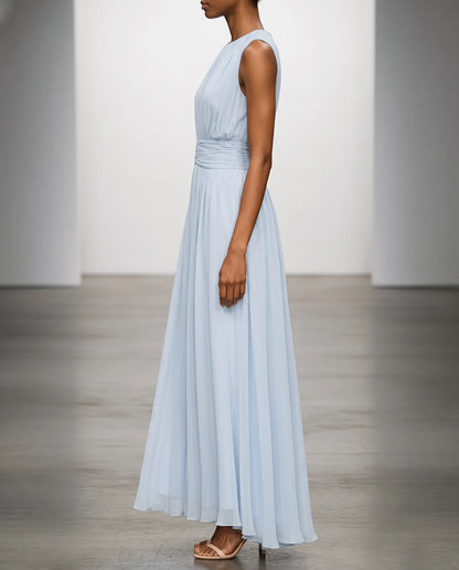 Sidonie Pleated Wedding Maxi Dress — side profile