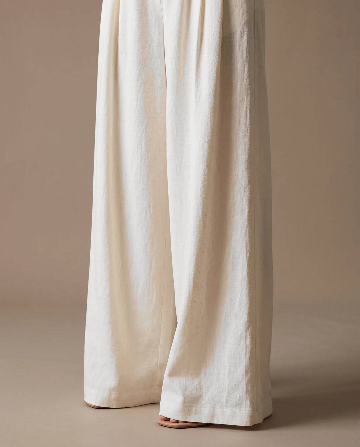 Alessia V-Neck Wide Leg Jumpsuit for Women - Summer Jumpsuit - White — wide leg detail