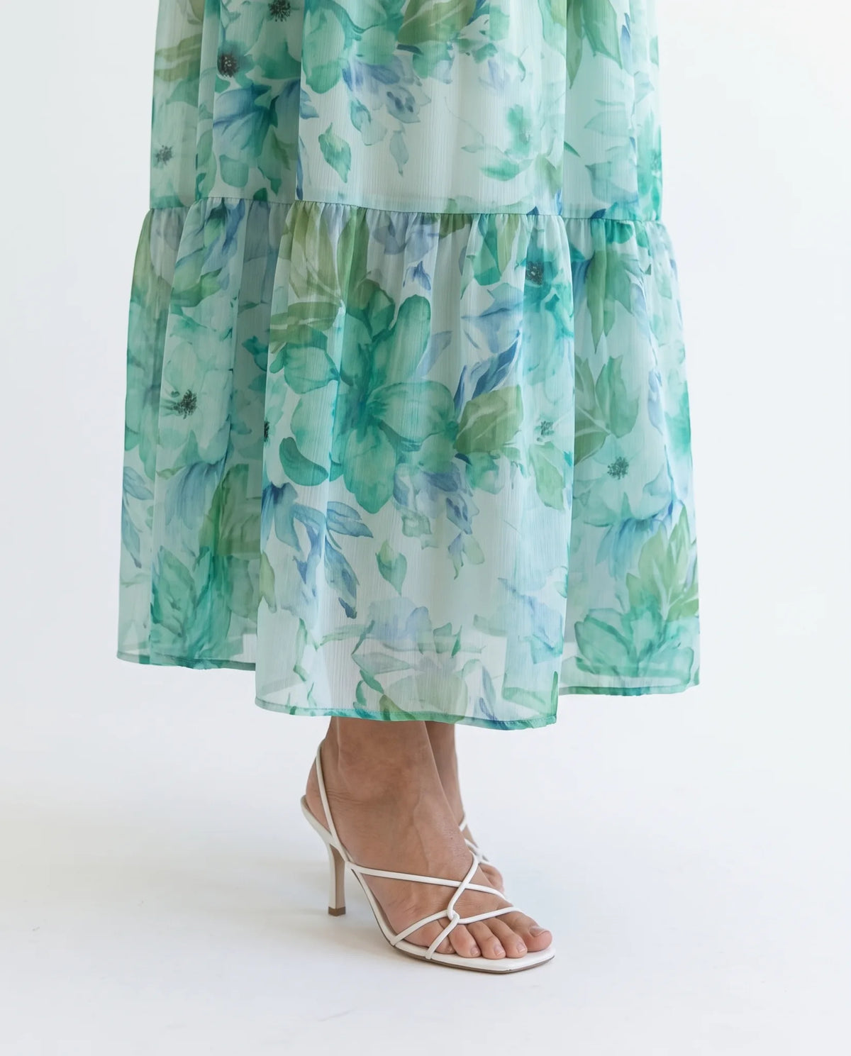 Althea Long Sleeve Maxi Dress for Women - Floral Summer Dress - Green — hem