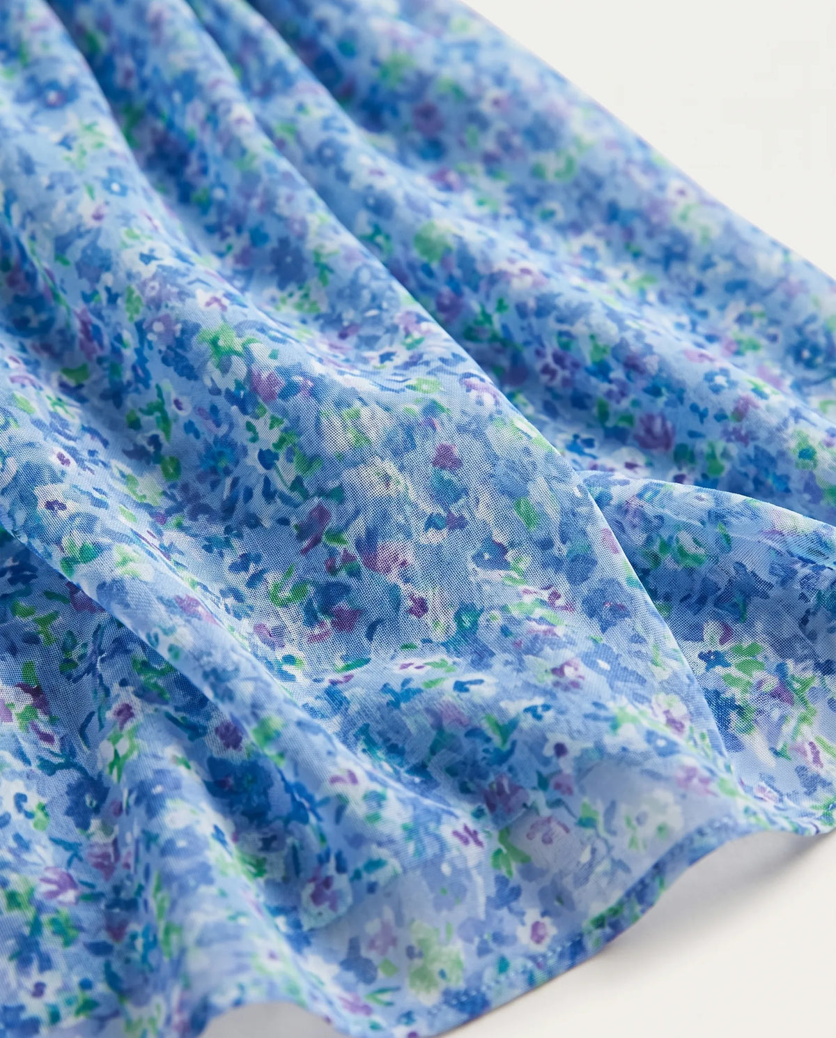 Ambika Floral Short-Sleeve Maxi Dress for Women - Summer Dress - Sky Blue — fabric print close-up