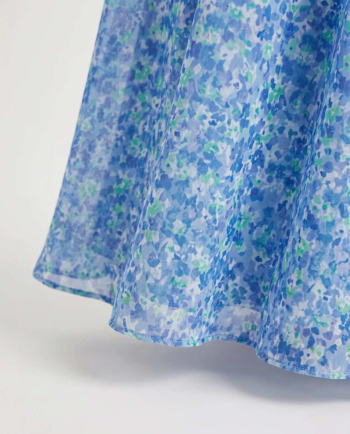 Ambika Floral Short-Sleeve Maxi Dress for Women - Summer Dress - Sky Blue — hem edge detail