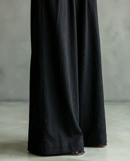 Angeline Sleeveless Jumpsuit for Women - Wide Leg Summer Jumpsuit - Black — wide leg detail