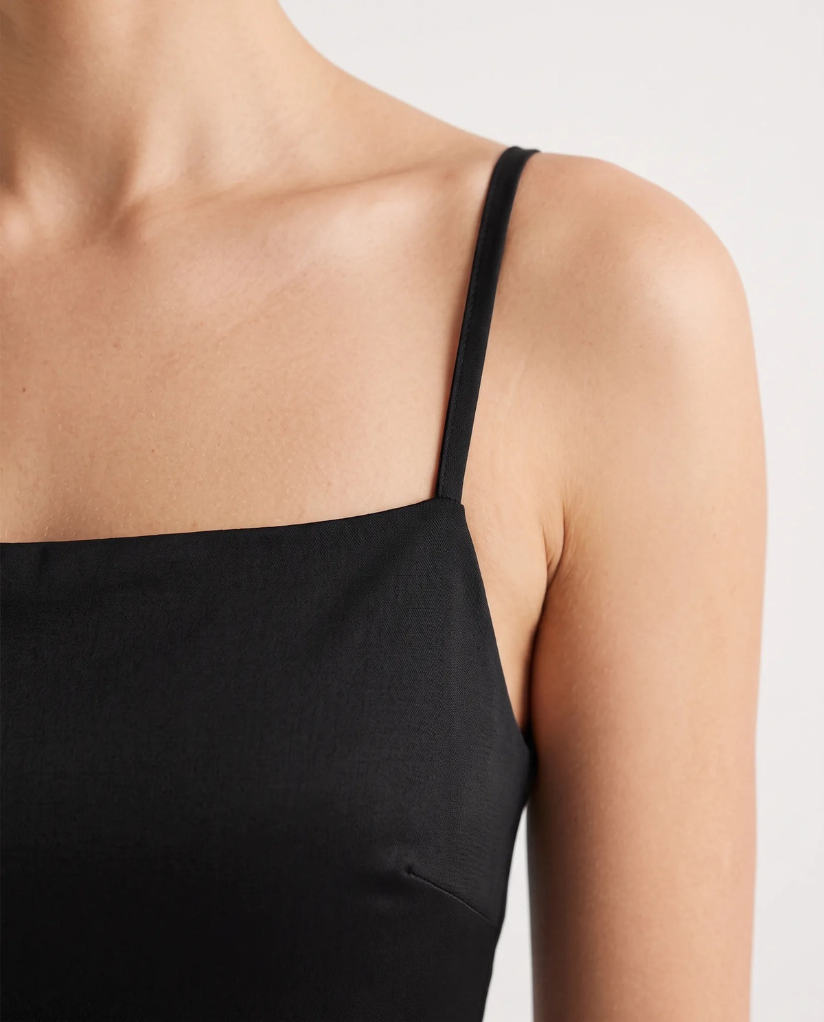 Annika Open-Back Slip Maxi Dress for Women - Summer Dress - Black — strap detail