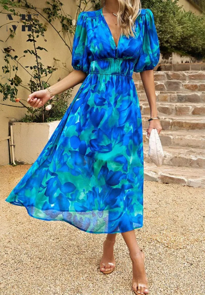 Blanche V Neck Floral Midi Dress — styled