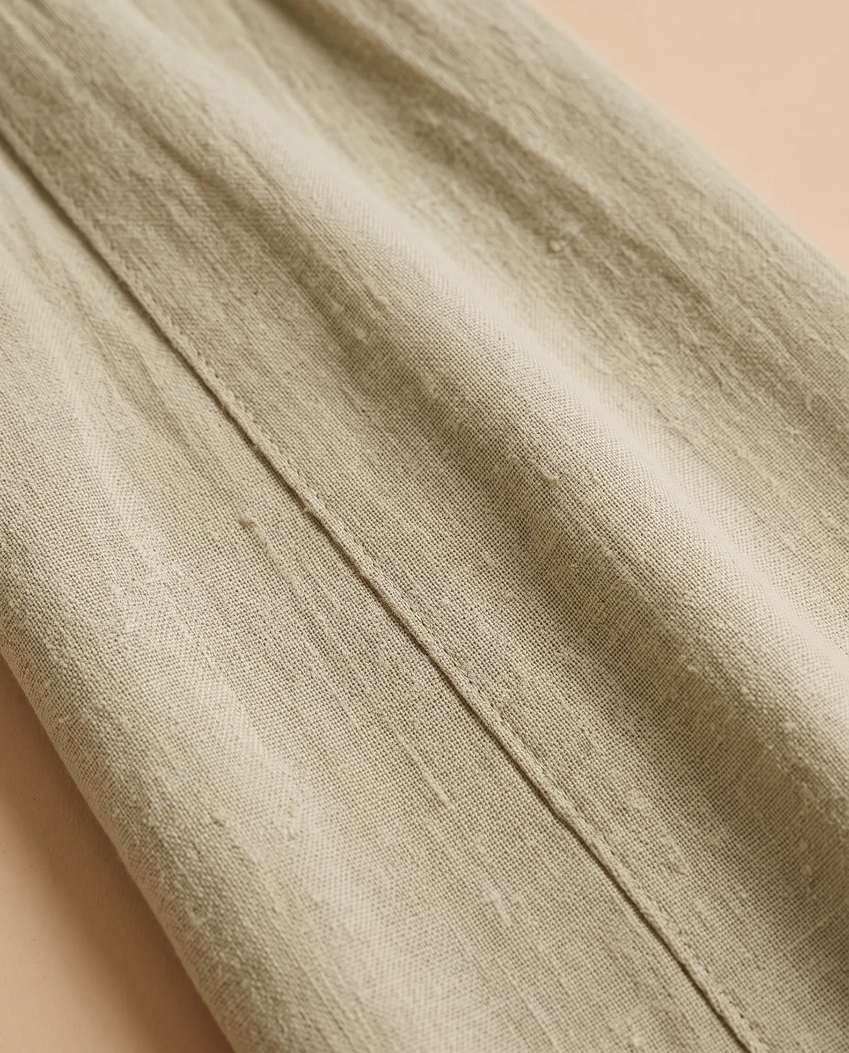 Celeste High Waisted Wide Leg Pants for Women - Belted Linen-Look Summer Pants - Khaki — fabric close-up
