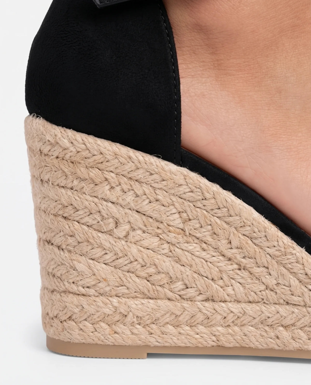 Ditte Closed-Toe Sandals for Women - Jute Wedge Ankle Summer Sandals - Black — jute wedge detail