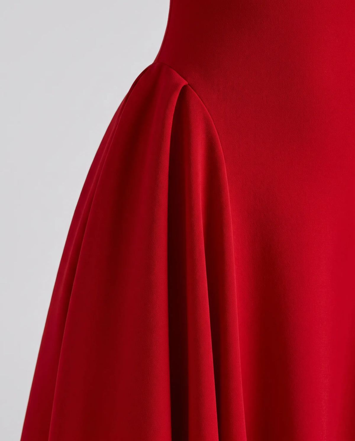Esme Off-Shoulder Flare Midi Dress for Women - Summer Dress - Red — fabric drape close-up
