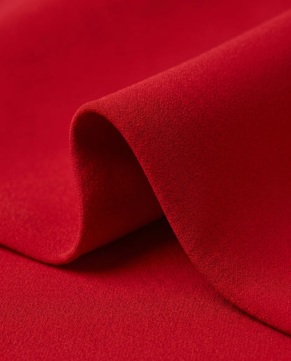 Esme Off-Shoulder Flare Midi Dress for Women - Summer Dress - Red — fabric texture close-up