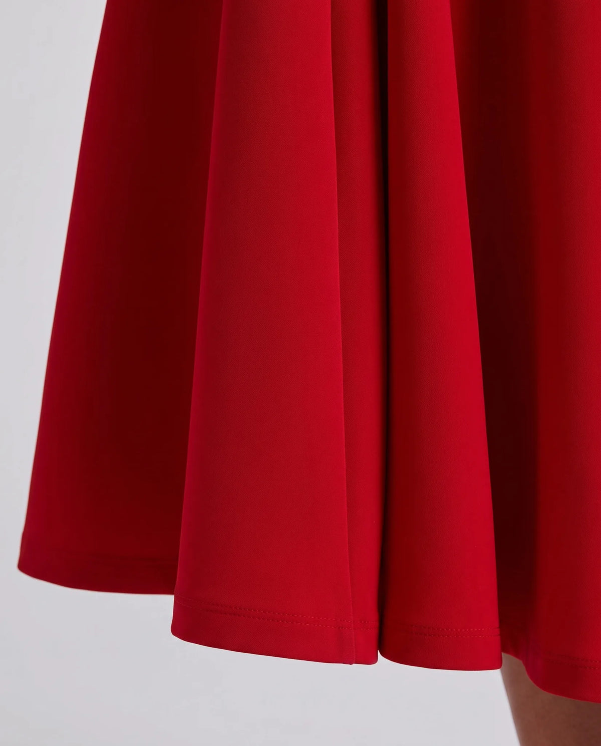 Esme Off-Shoulder Flare Midi Dress for Women - Summer Dress - Red — hem detail