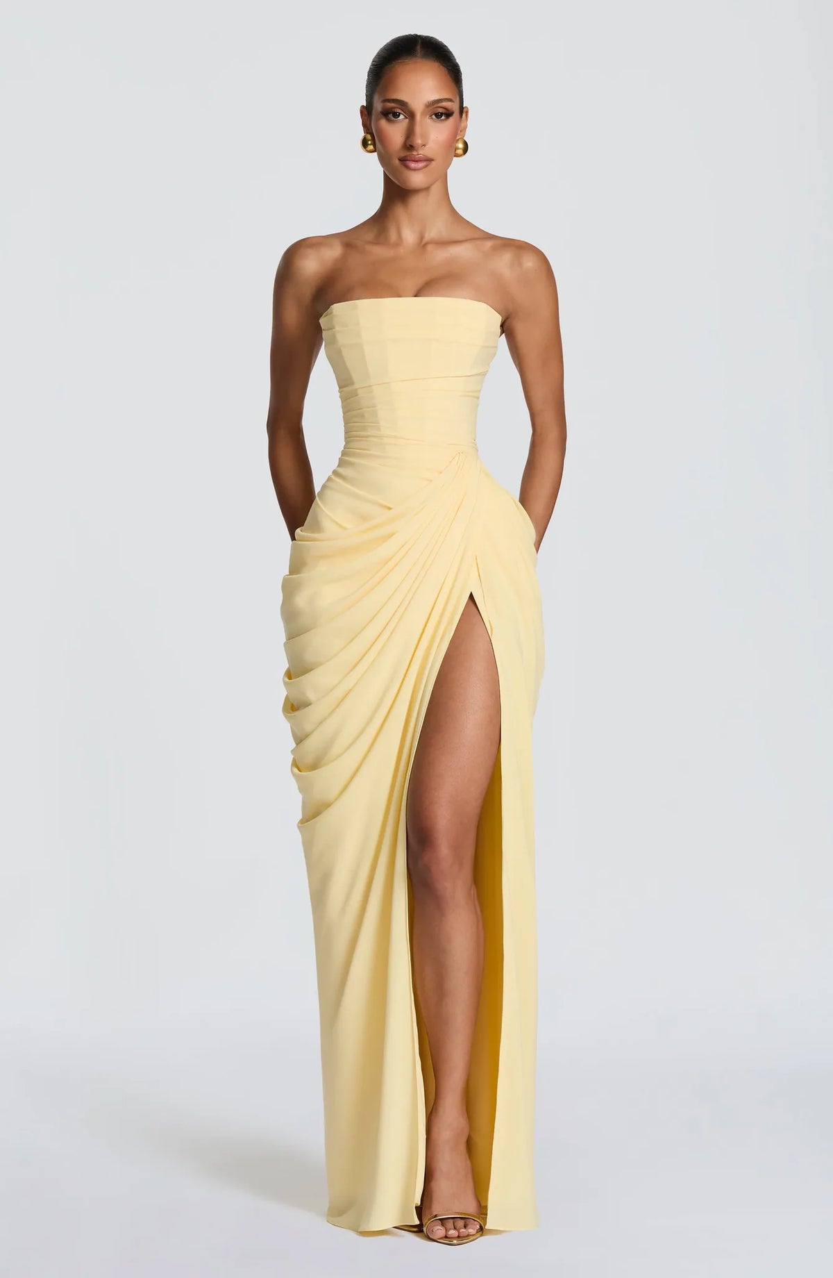 Garance Strapless Draped Maxi Dress — front
