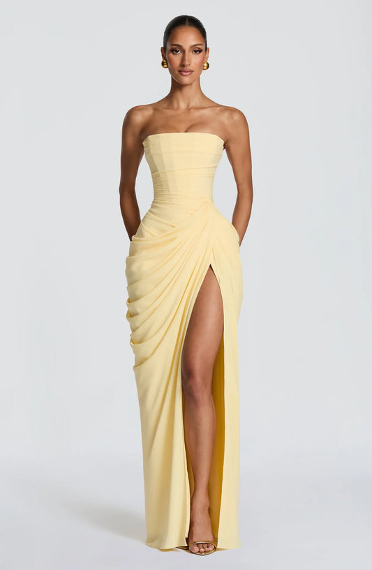 Garance Strapless Draped Maxi Dress — front
