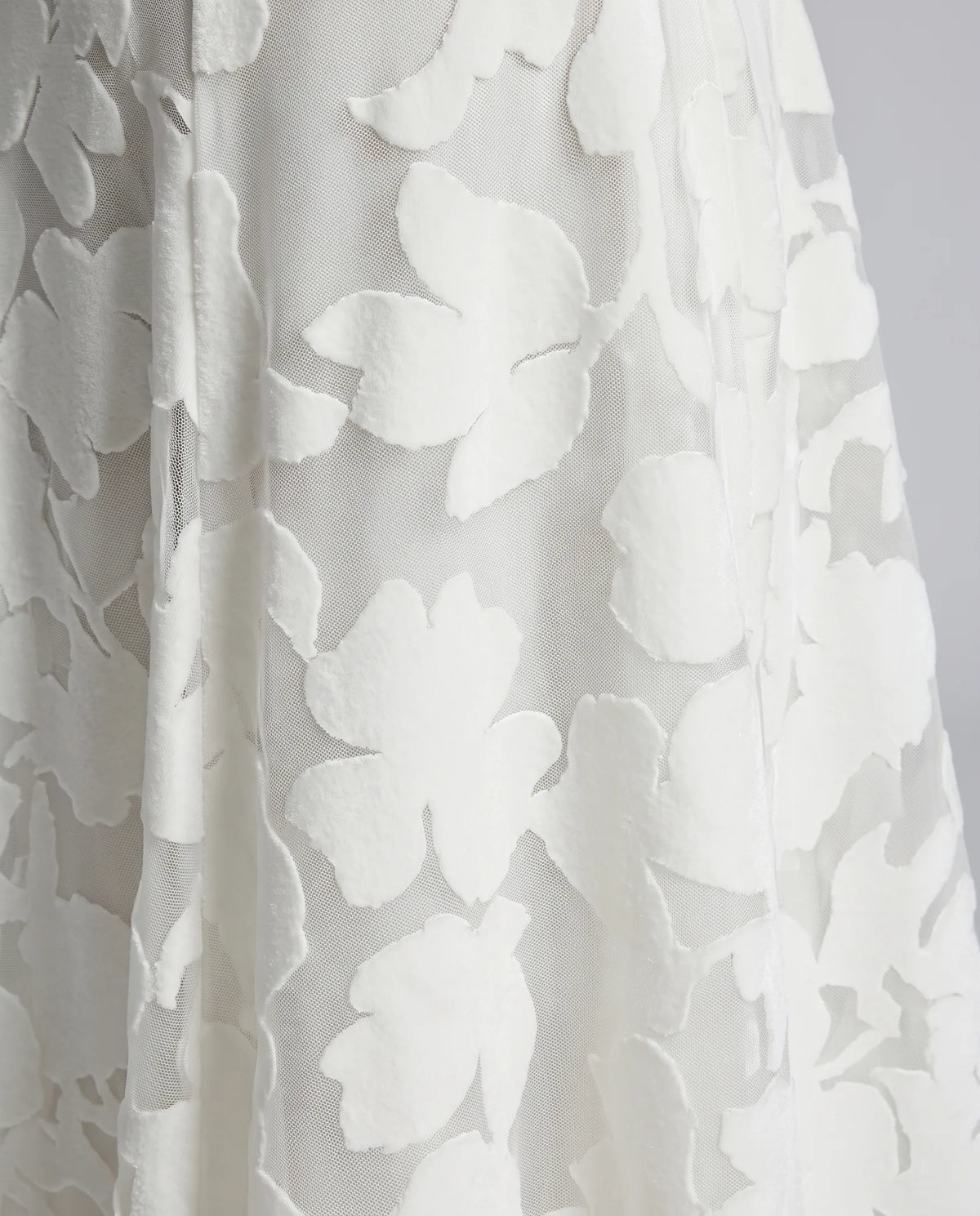 Helene Floral Spaghetti Strap Maxi Dress for Women - Flowing Event Summer Dress - White — fabric close-up
