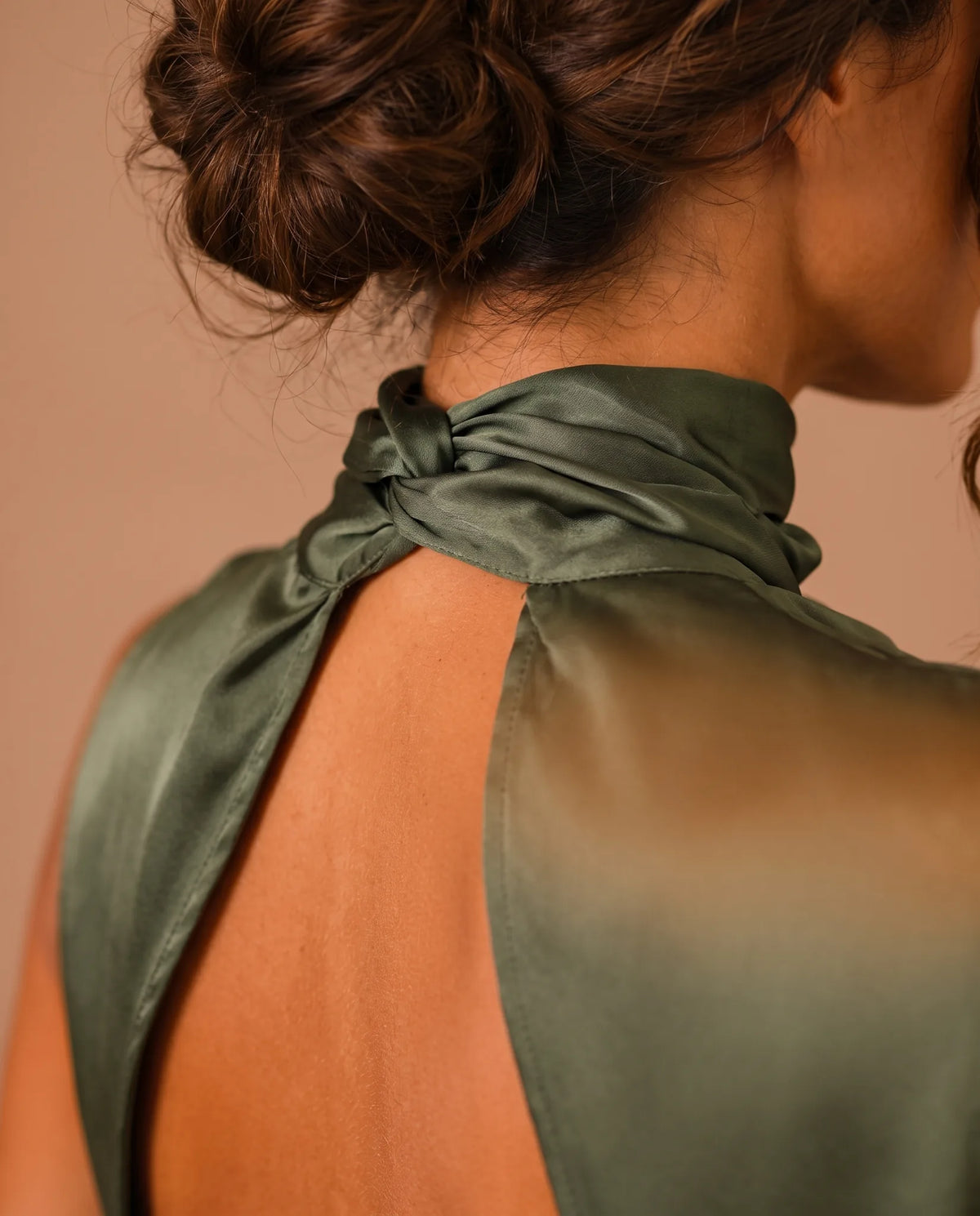 Lilian Maxi Dress for Women - Summer Dress - Green — back neck detail