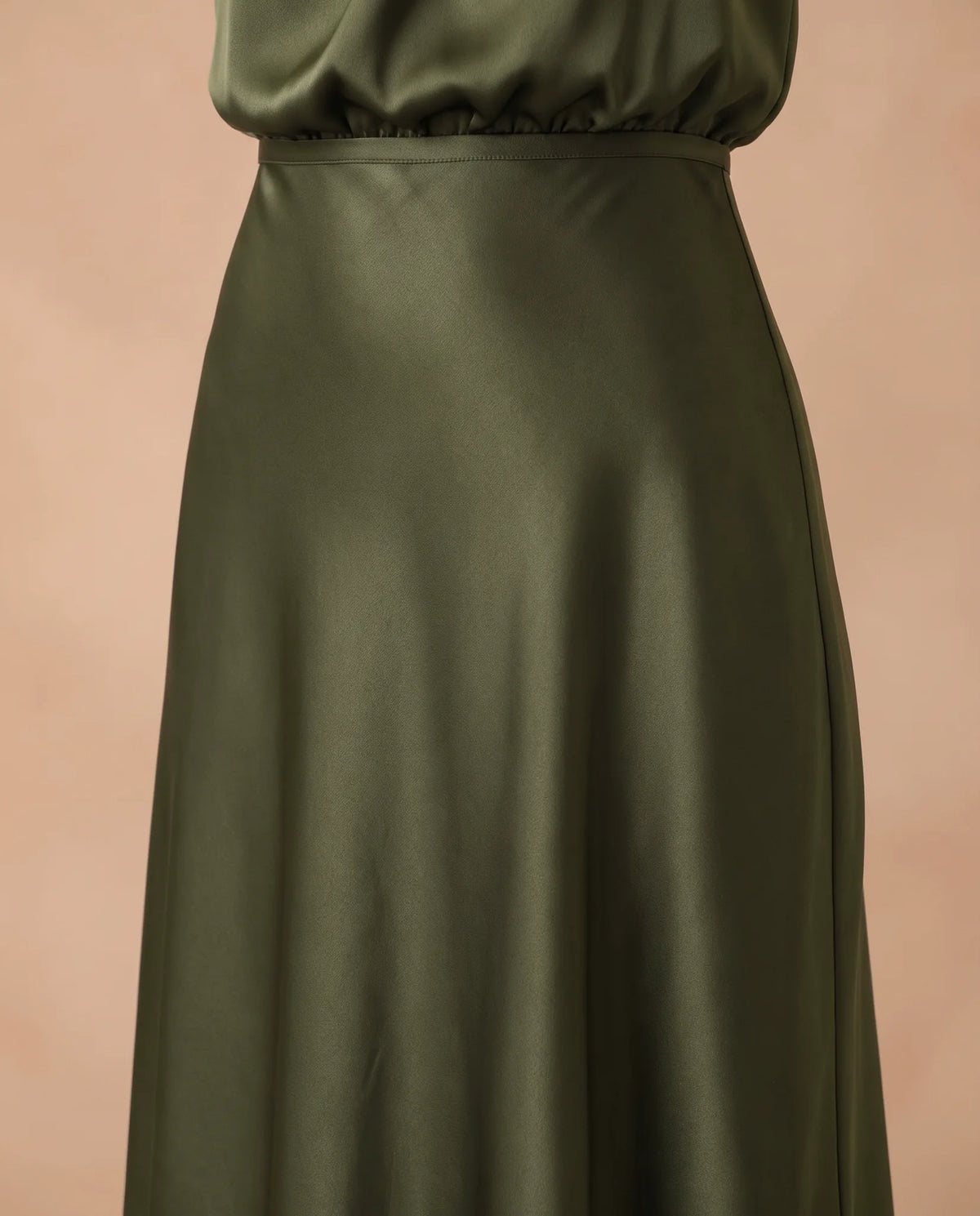 Lilian Maxi Dress for Women - Summer Dress - Green — satin fabric close-up