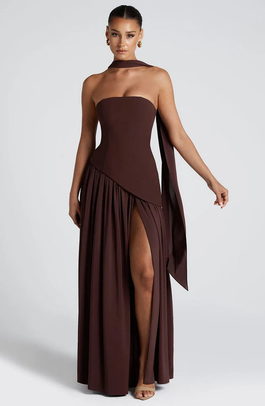 Margaux Strapless Corset Maxi Dress — front