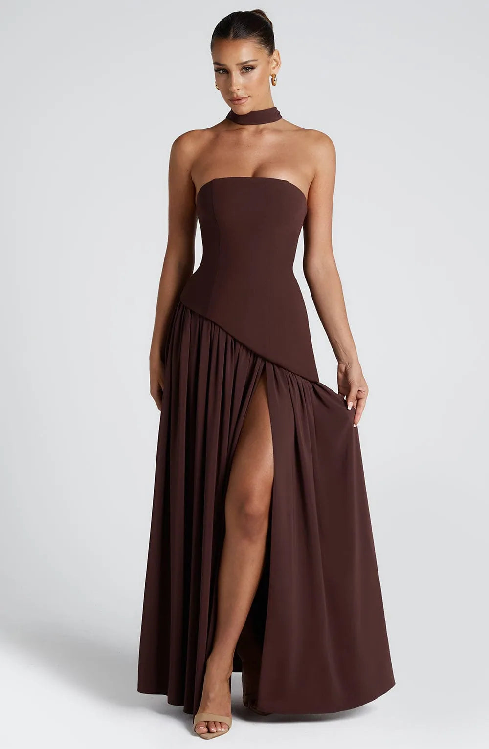 Margaux Strapless Corset Maxi Dress — full length