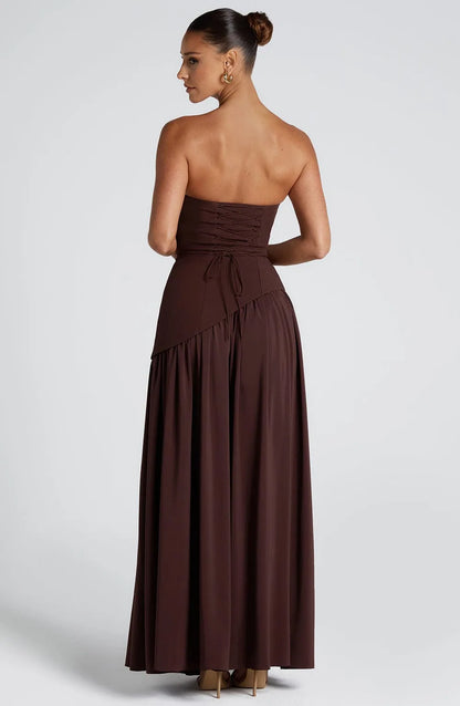 Margaux Strapless Corset Maxi Dress — side profile