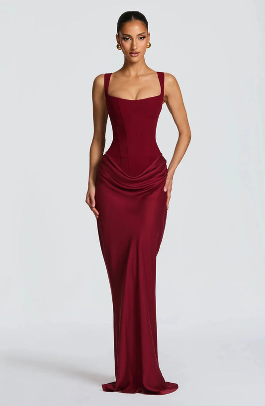 Ondine Square Neck Bodycon Maxi Dress — front